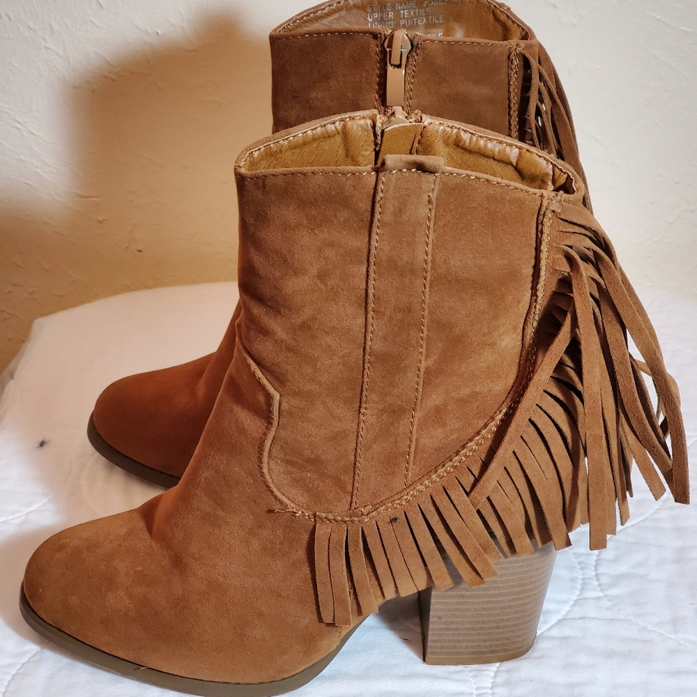 Brown Fringe Ankle Boots